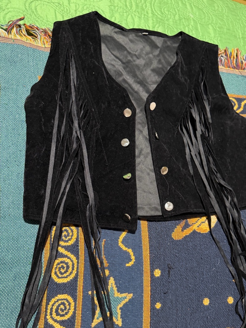 Black Fringe Suede Vest - Women's Jacket